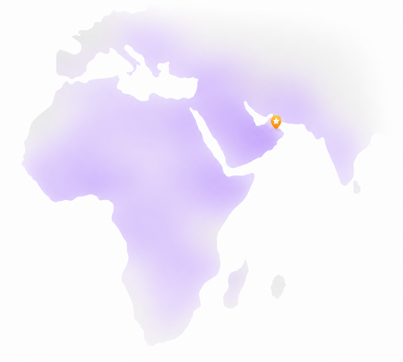 Veengu customer deployments across MENA and Africa, with a marker on Dubai