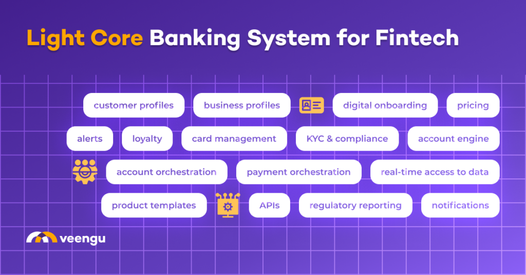 Light core banking system for fintech