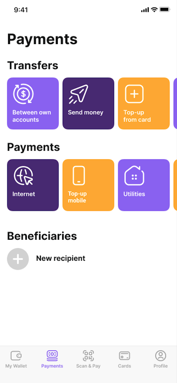 white-label fintech app - payment and transfers - bill payments, cross-border transfers, incoming and outgoing transfers
